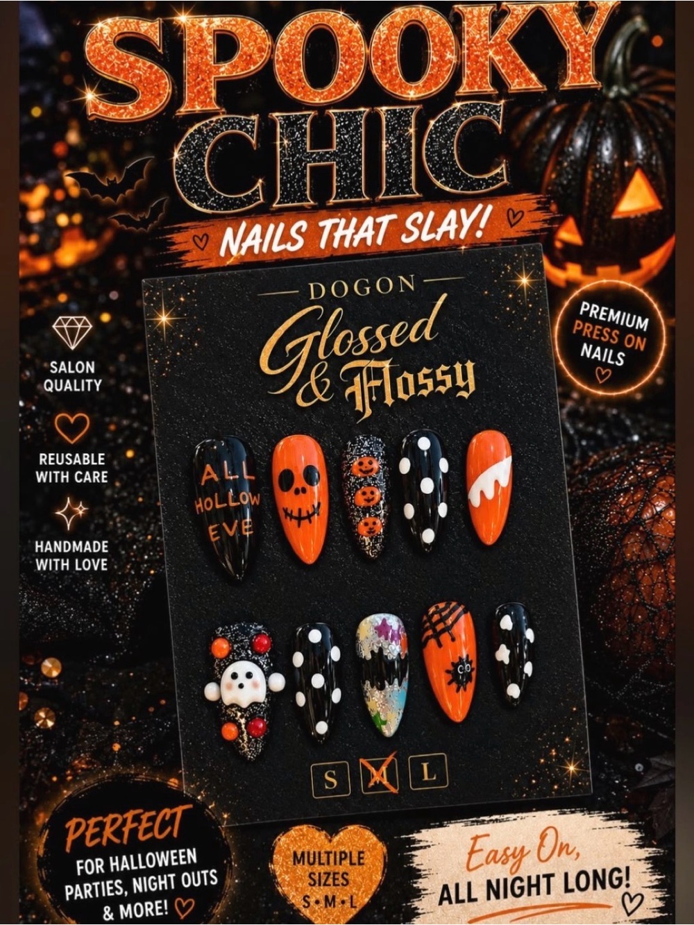 Halloween Premium Custom NAIL SHOW:S,M,L all shape $6-$35 9/15 Tuesday 500pm CST